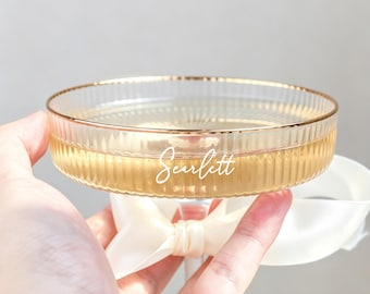 Personalized Ribbed Champagne Coupe Glasses | Bridal Party Wine Glasses | Ribbon glass | Wedding Glasses Bridesmaid Gift | Bridal Gift