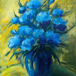 Original oil painting Flowers, decor painting