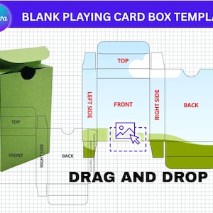 Modelo de caixa de baralho em branco | Caixa editável faça você mesmo svg pdf png | Embalagem personalizada para tarô, cartas de jogo e materiais para impressão