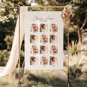 Cartes étape étape bébé imprimables, premier cadeau d'anniversaire pour bébé, modèle de toile de courbe de croissance, souvenir premier anniversaire de bébé, thème des baies