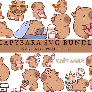 Cute Capybara Svg,Kawaii Capybara Clipart,Capybara Digital Stickers & Designs,files for cricut,Kawaii Animal Illustration,Digital Download