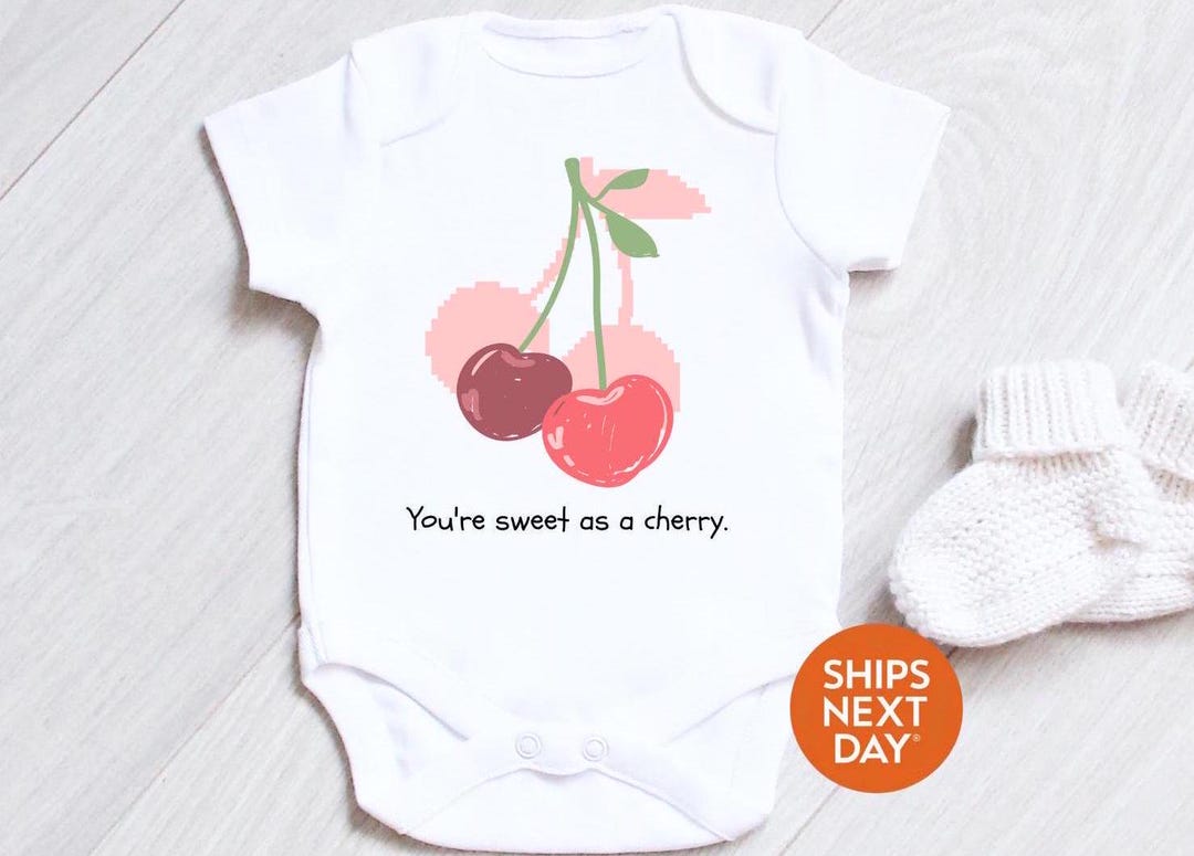 Baby Girl Solid Color Cherry Embroidered Design Puff Sleeved bodysuit main image 1