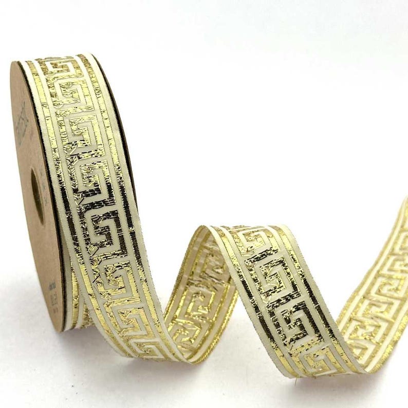 Metallic Greek Key Ribbon, Woven Gold Meander Trim, Luxury Sewing Craft ...