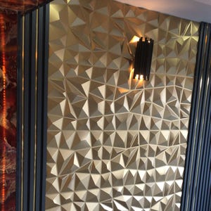 3D Wall Panel Modern Geometric PVC Wall Decor–DIY Home Improvement GOLD Flexible Panel 50x50cm Wall Panel Diamonds Palace Wall 4 Pcs Packet
