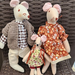 Tilda Mouse Family Doll Handmade Textile Tilda Doll Decor Art doll Fabric doll Cloth doll Decor Soft Doll Gift Fabric Doll Soft Toy