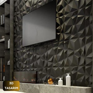 3D Wall Panel Modern Geometric PVC Wall Decor DIY Home Improvement BlackFlexible Panel 50cm Paintable Wall Panel Diamonds Wall 4 Pcs Packet