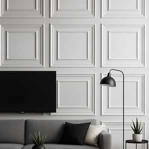 3D Wall Panels Modern Geometric PVC Wall Decor – DIY Home Improvement – White Matte Flexible Panel – 50x50 cm Paintable Wall 4 pcs Packets