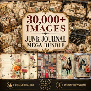 Vintage Junk Journal Printables: 30,000 Ephemera Bundle for Scrapbooking & Art Journaling