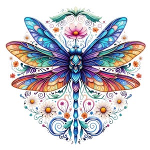 Pack Cliparts Libellules 27 pièces | Libellules Aquarelle Vibrantes PNG | Usage Commercial | Téléchargement Numérique pour Sublimation
