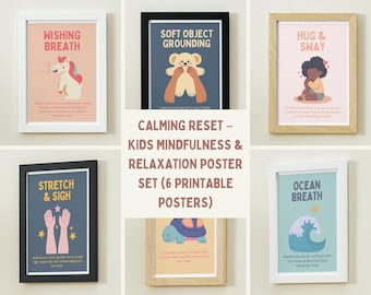 Kids Mindfulness Poster Set: Calming Exercises (Digital Download)