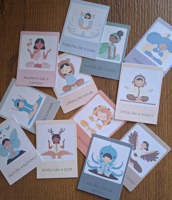 Kids Yoga Animal Affirmation Cards: Printable Mindfulness for Children (PDF Download