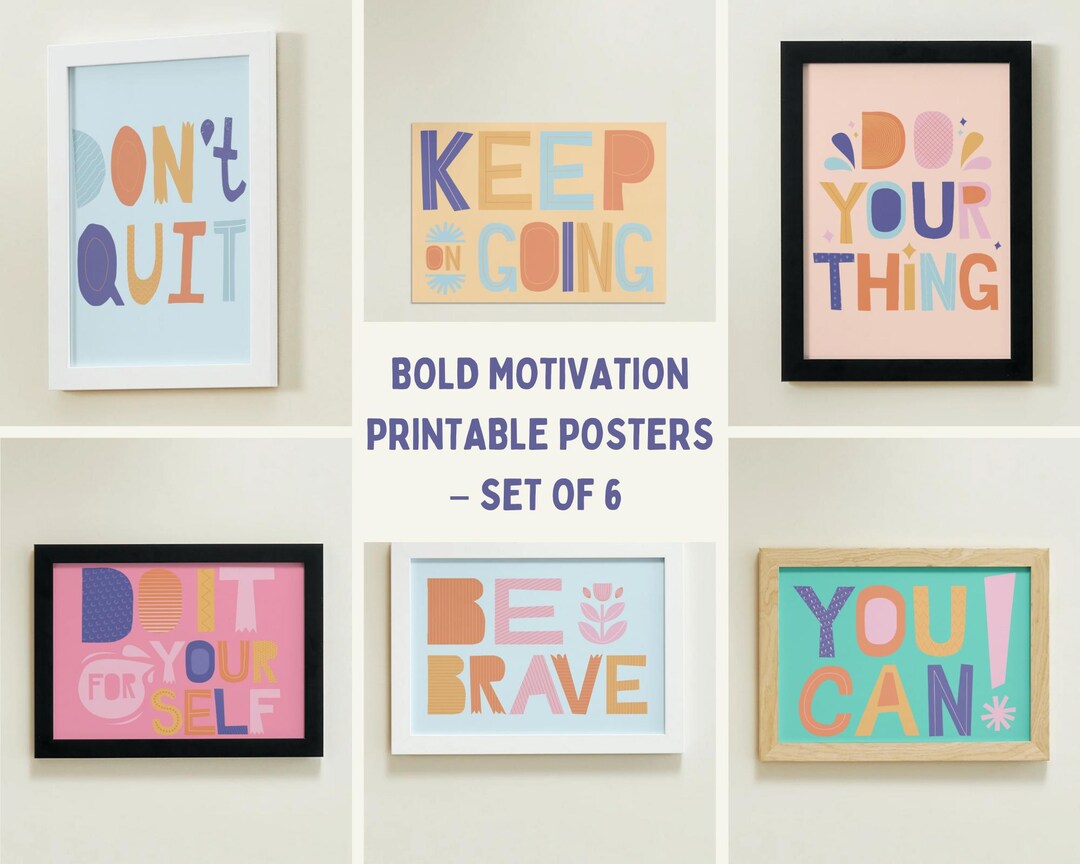Empowering Prints for Teens: 6 Bold Motivation Posters - Etsy