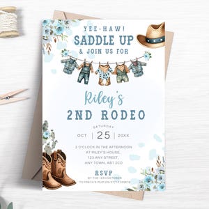 Rodeo Birthday Invitation Template, Rodeo Cowboy Invitation, Wild West Invite, Boys Birthday Party Printable Template FB65