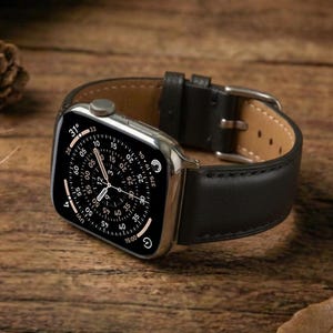 Black Watch Strap, Leather Watch Strap, Custom Watch Strap Size 22mm 21mm 20mm 19mm 17mm 16mm, Bund Strap, Band Leather For Men,Gift For Him