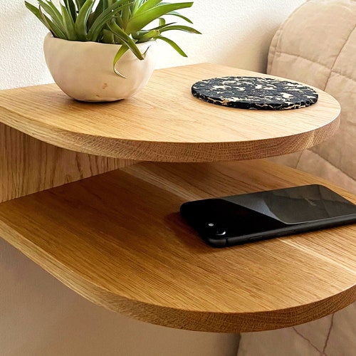 White Oak Floating Nightstand standard Size Etsy