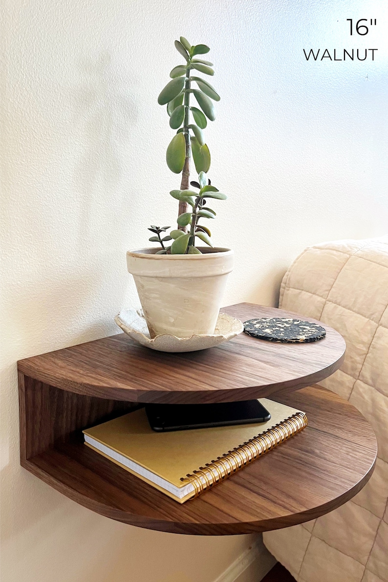 Floating Walnut Nightstand multiple sizes image 7