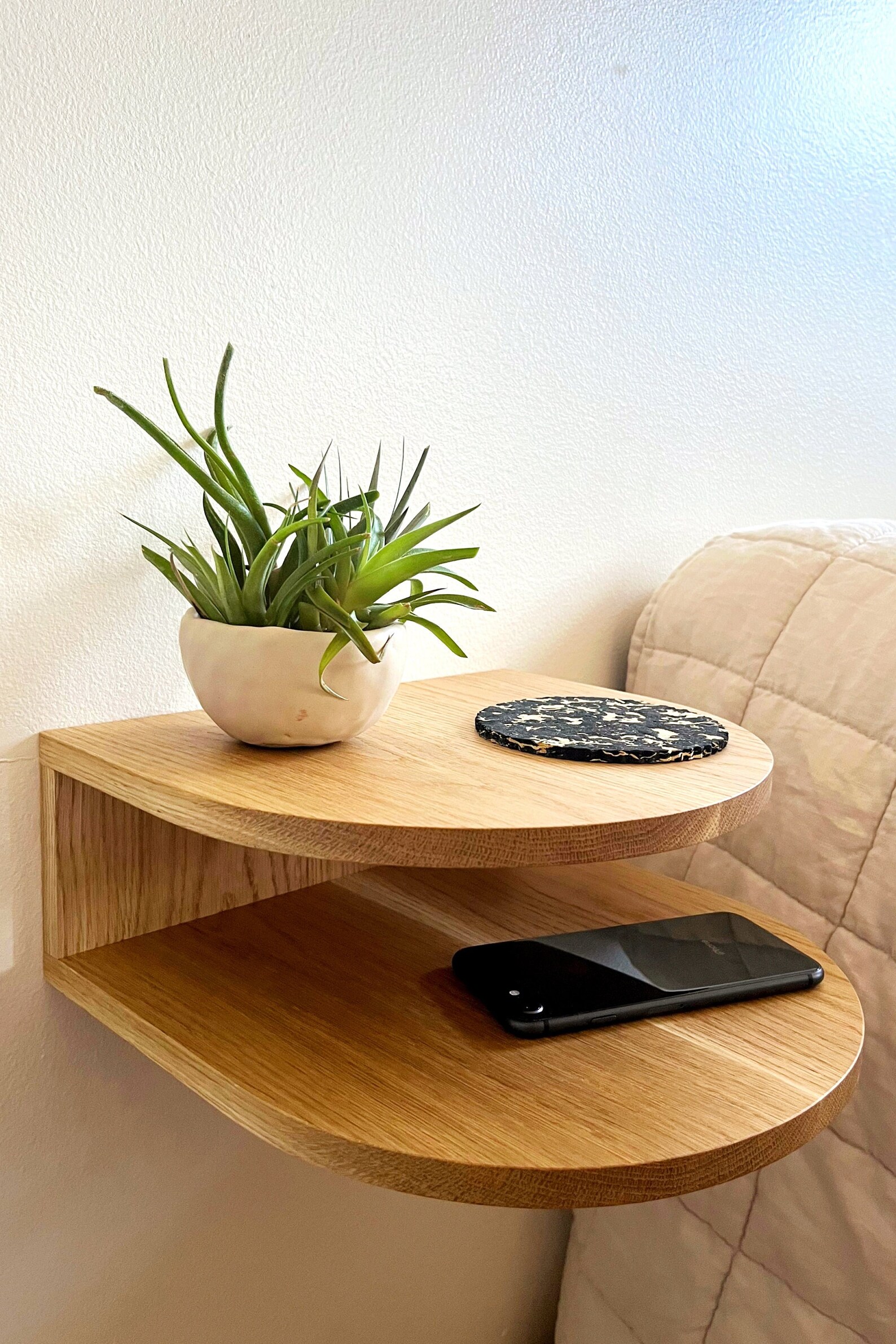 White Oak Floating Nightstand standard Size Etsy