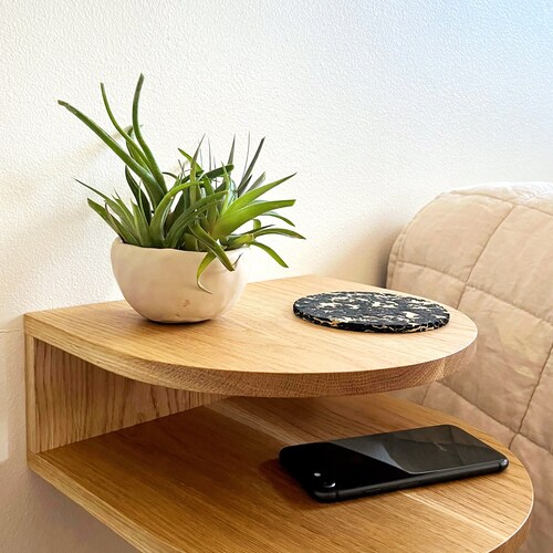 White Oak Floating Nightstand standard Size Etsy