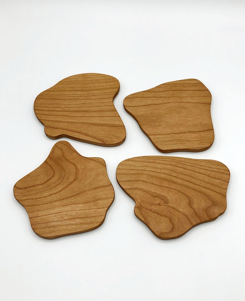 Coasters Modern design handmade in solid Cherry image 3