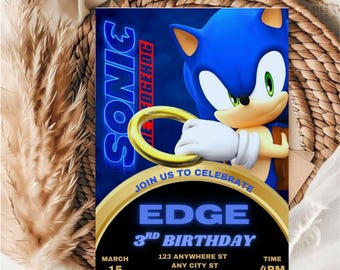 Sonic Birthday Invitation Template: Editable Kids Party (Digital Download)