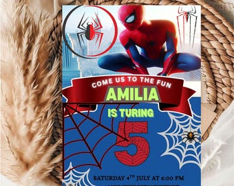 Editable Spiderman Birthday Invitation Template: Canva DIY (5x7) (Digital Download)