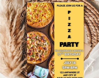 Editable Pizza Party Invitation Template: 5x7 Printable (Digital Download)