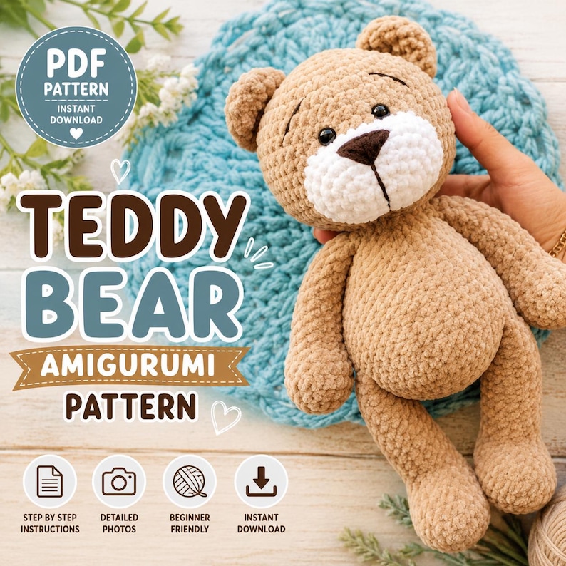 Teddy Bear Crochet Pattern PDF Amigurumi Bear Pattern Plush Toy teddy-bear-crochet-pattern-pdf-amigurumi-bear-pattern-plush-toy