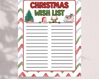 Plantilla de lista de deseos navideña editable (5x7) Producto descargable digitalmente