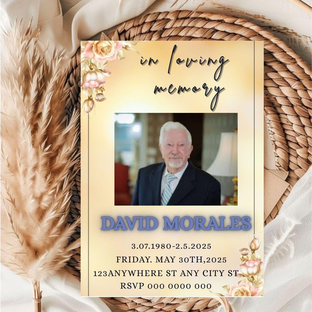Editable Funeral Invitation Template: Canva Memorial Announcement ...