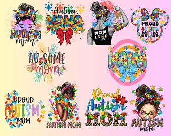 Autism Mom PNG Bundle, 10 Designs (Digital Download)