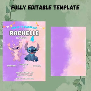Editable Stitch Birthday Invitation Template