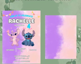 Editable Stitch Birthday Invitation Template