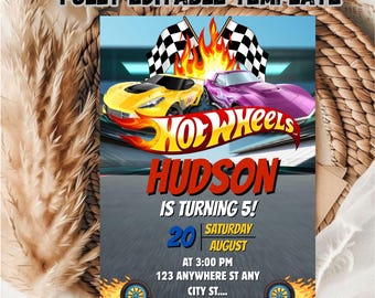 Hot Wheels Birthday Invitation Template: Editable Kids Party (Digital Download)