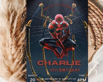 Editable Spiderman Birthday Invitation Template (Digital Download)