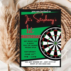 Editable Dartboard Birthday Invitation Template (Digital Download)