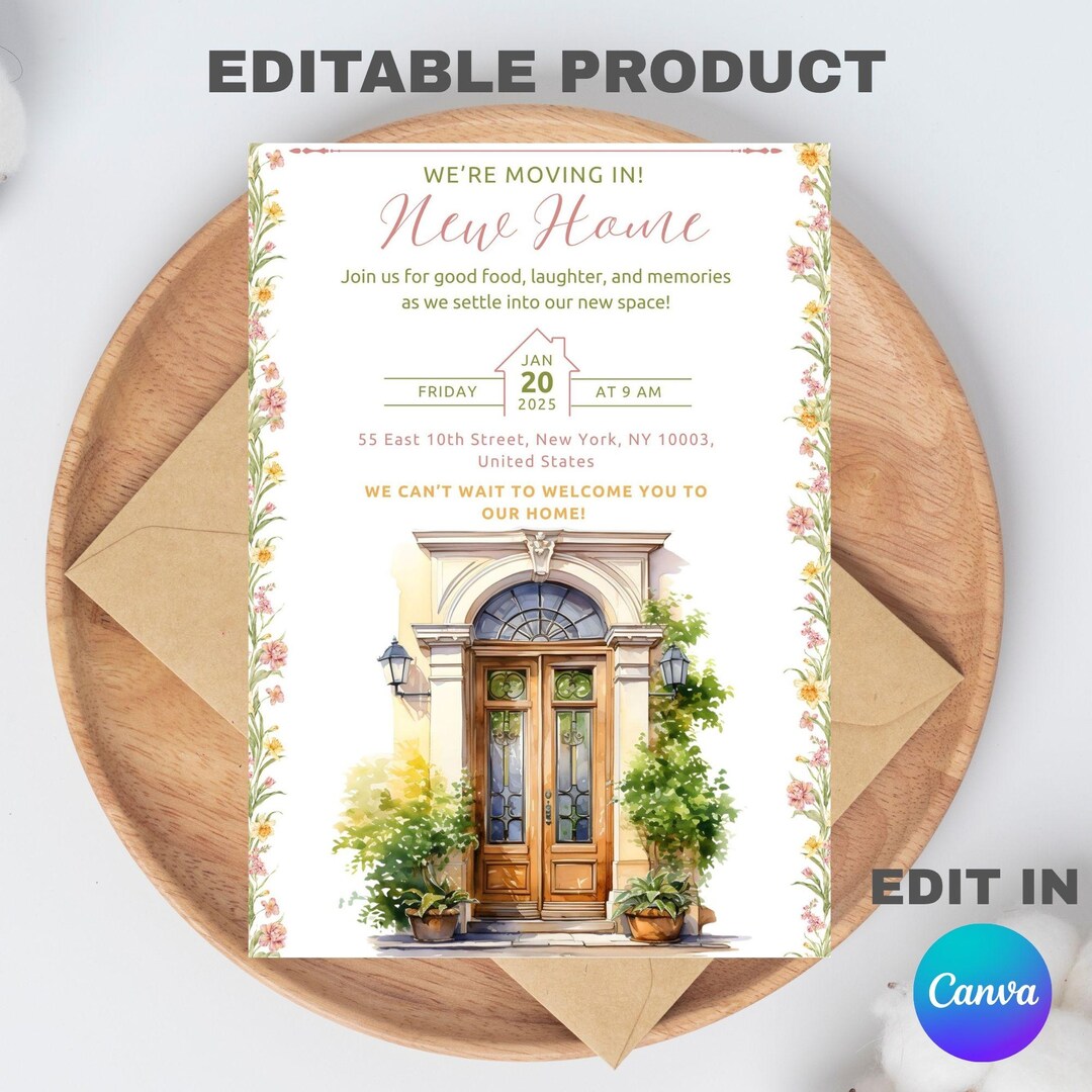Editable Housewarming Invitation Template (5x7) Digital Downloadable ...