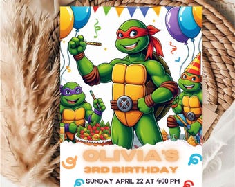 Editable ninja Birthday Party Invitation Template / Ninja Turtles Birthday party Invitation Template / kids Birthday Party Invitation