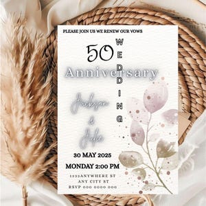 Editable 50th Marriage Anniversary Celebration invitation Template / 50th Marriage Ceremoney Invitation Template / Editable 50th Invite