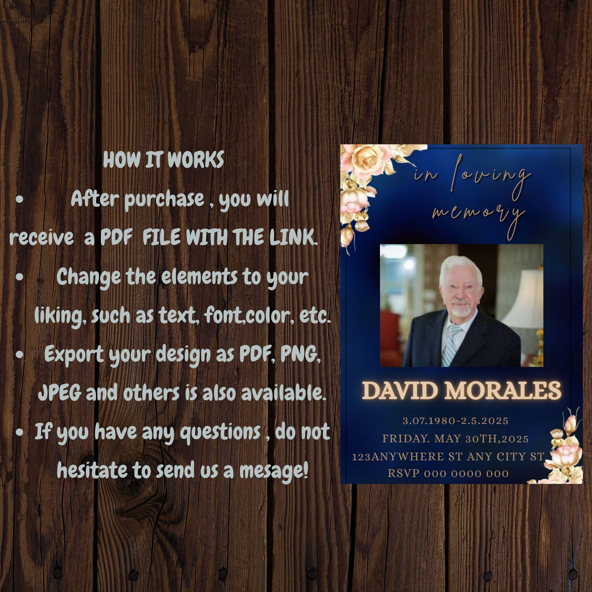 Editable Funeral Invitation Template: Canva Memorial Announcement ...