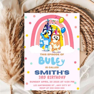 Editable Bluey Birthday Invitation Template (Digital Download)