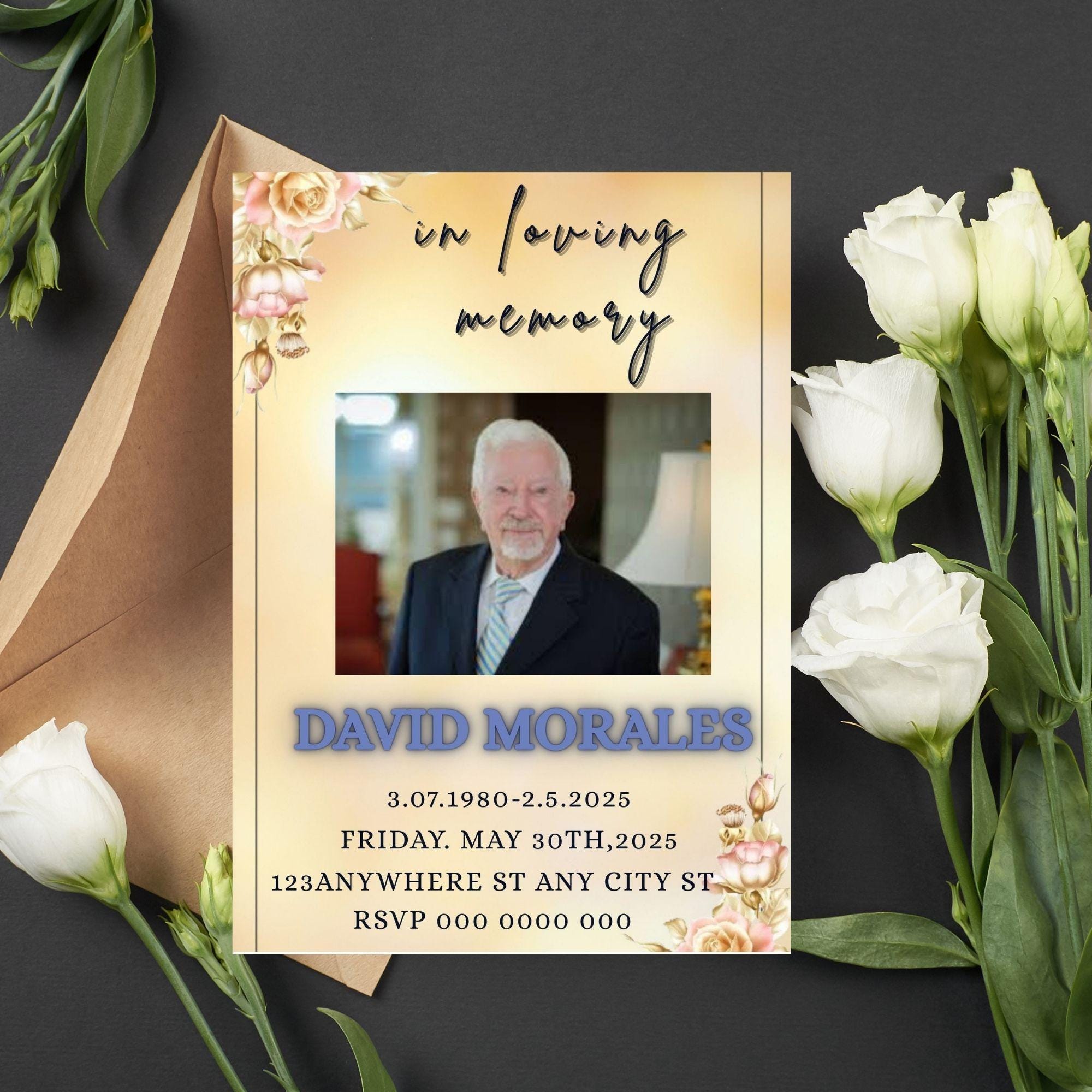 Editable Funeral Invitation Template: Canva Memorial Announcement ...