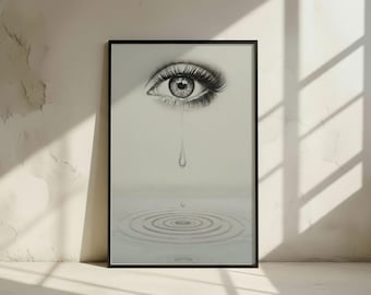Minimalist Eye Tear Drop Line Art Print | Emotional Healing (Digital Download)