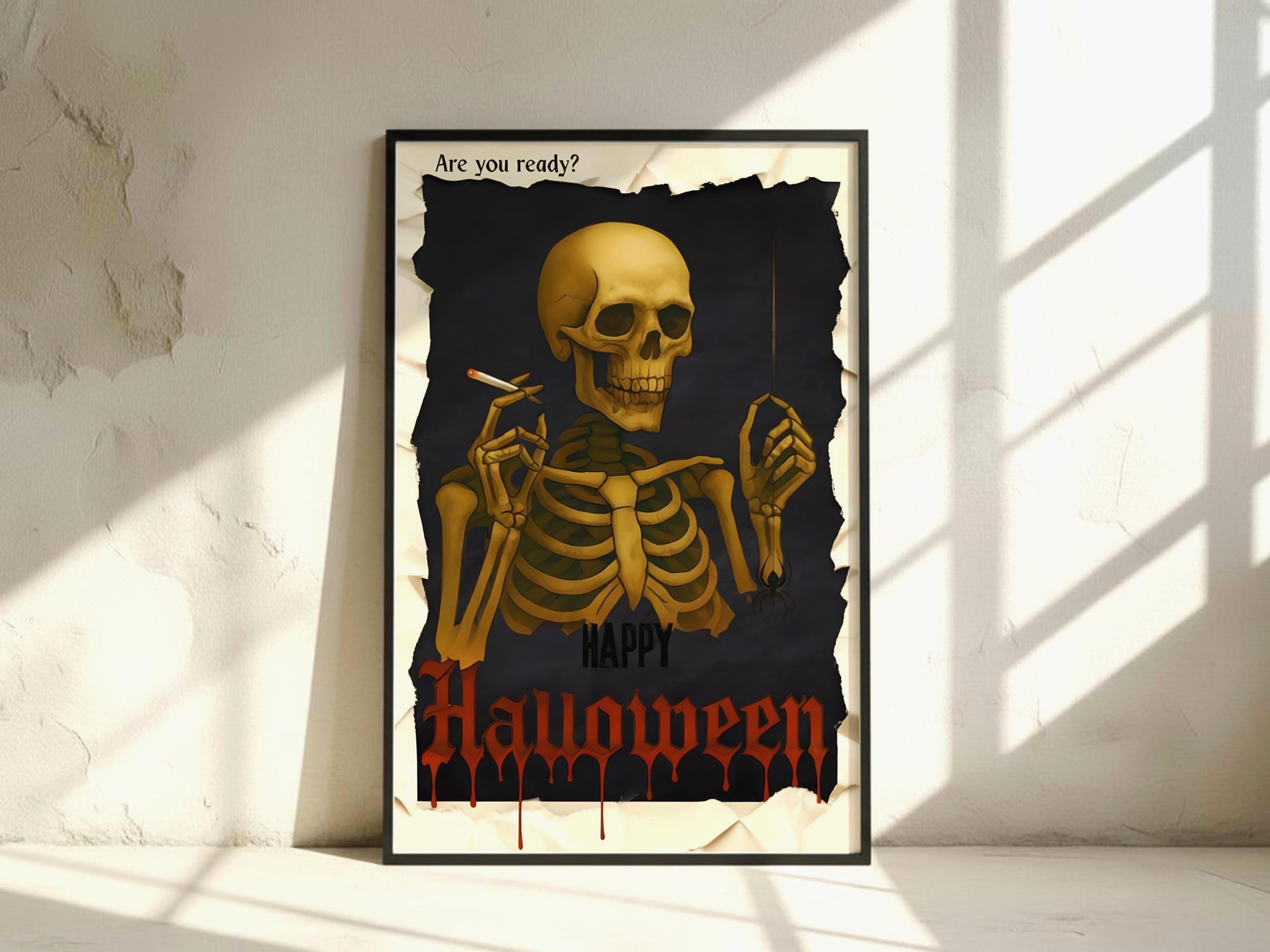 Affiche Décorative Squelette - Décoration Murale Halloween, Art Vintage - Neuf