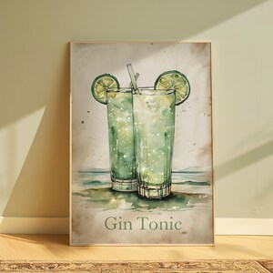 Cóctel Gin Tonic | Decoración de bar perfecta para mixólogos y amantes de los cócteles. Idea de regalo única: el mejor regalo para mixólogos | Arte de ginebra Beefeater de moda