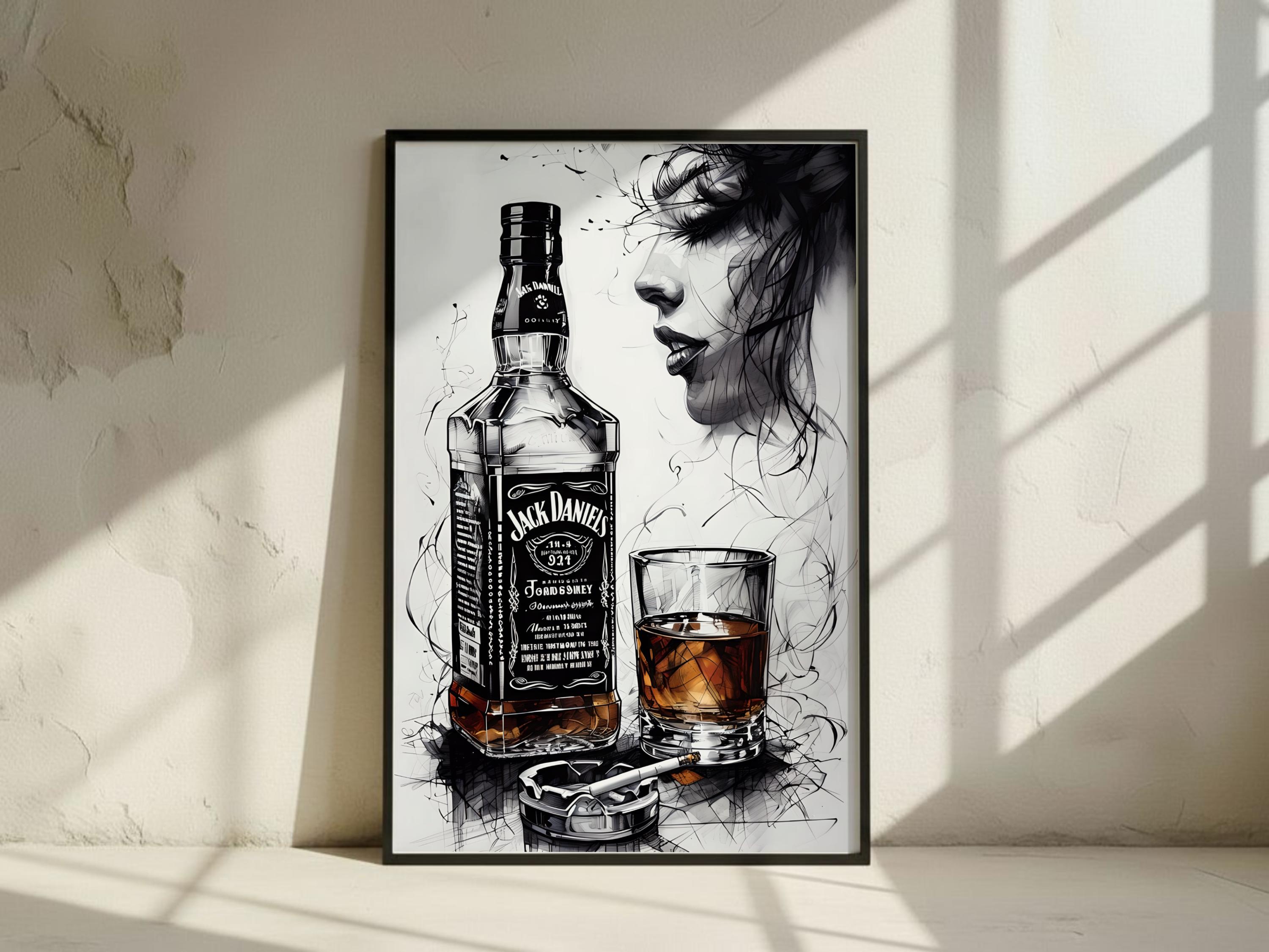 Jack Daniel's & Woman Art Print: Whiskey Bar Poster (digital