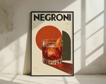 Vintage Italian Cocktail Poster: Negroni Bar Art, Modern Home Decor (Digital Download)