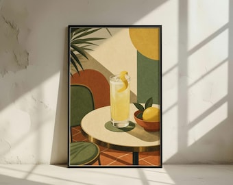 Lemon Cocktail Print: Mid Century Modern Bar Cafe Wall Art (Digital Download)