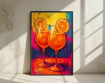 Aperol Spritz Art Print: Colorful Cocktail Bar Wall Decor (Digital Download)