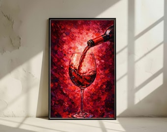 Red Wine Painting | Modern Kitchen Art, Wine Lover Gift (Digital Download)