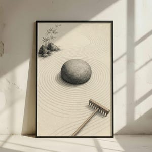 Giardino Zen Giapponese: Arte Murale Minimalista, Decor Sumi-e (Download Digitale)